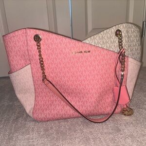 Michael Kors Pink and Cream Signature Tote